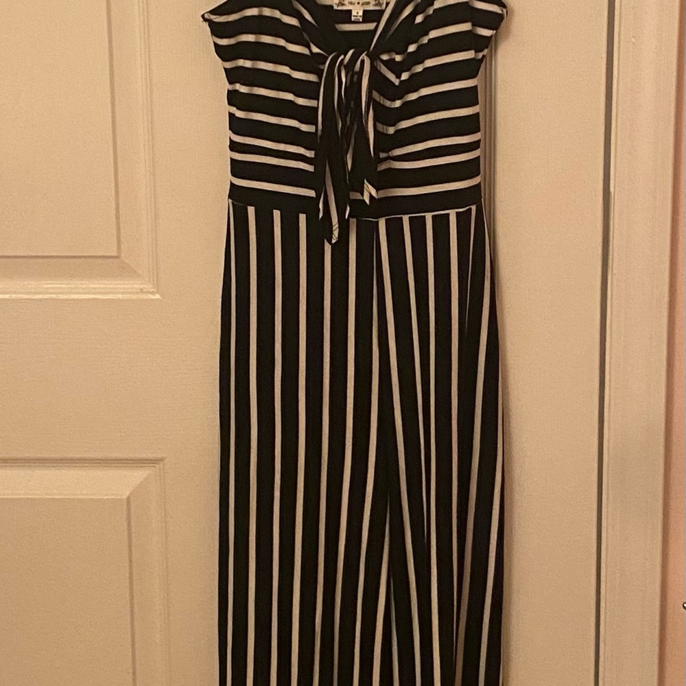Elegant Striped Black and White Jumpsuit